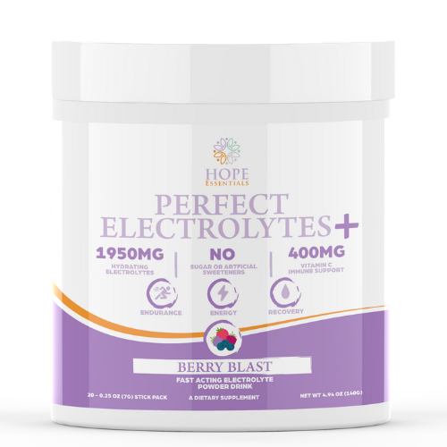 Hope Essentials Perfect Electrolytes+ – Berry Blast Fast-Acting Electrolyte Powder Drink | 20 Stick Packs