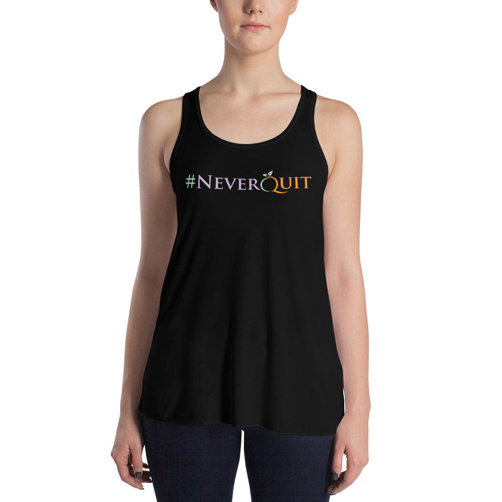 Hope30 #NeverQuit Women's Flowy Racerback Tank w/ Multi Colored Logo