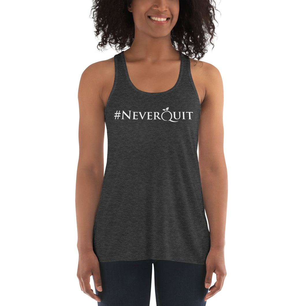 Hope30 #NeverQuit Women's Flowy Racerback Tank w/White Logo