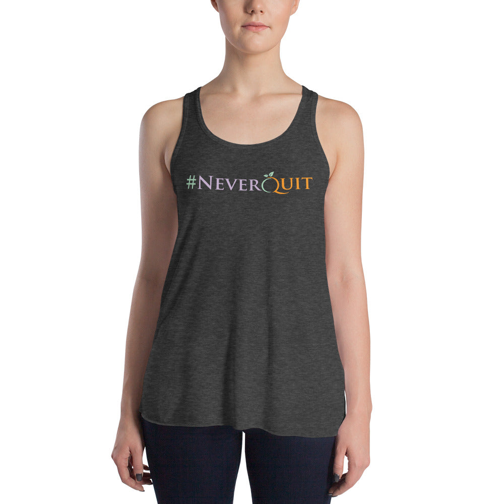 Hope30 #NeverQuit Women's Flowy Racerback Tank w/ Multi Colored Logo